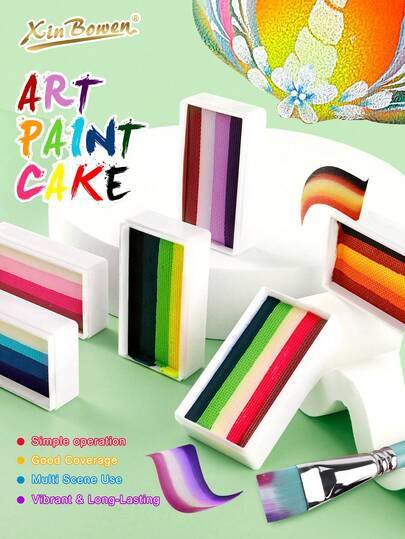 Professional Art Paint Cake Painting Palette Rainbow Water Based Painting 30G/Pcs Washable Color Stays Put Without Smudging For Halloween Painting, DIY Art Creation, Costume Party, DIY Paint