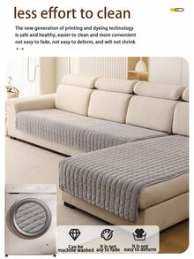 1件加厚绗缝法兰绒沙发垫，现代简约风格，宠物友好，防污防滑沙发套，秋冬季防刮沙发保护套，适用于L型组合沙发和1/2/3/4座沙发（单独出售） - 淺灰色 - 查看 9