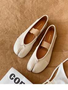 New Tren.Dy Open-Toe Soft-Sole Split-Toe Shoes For Women Flat Pig Trotter Split-Toe Single Shoes Mules (Silver/White/Black Size 35-40) - 白色 - 查看 1