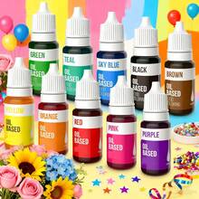 Oil-Based Baking Decorating Colors, 10 Colors, Baking Decorations Cake Decorating Oil-Based Coloring - 0.35 Fl Oz Bottle - 10色10ML - 查看 1