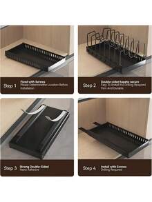 1pc Heavy Duty Pull-Out Lid Organizer Rack - Under Cabinet Storage, 7 Adjustable Steel Racks, Space-Saving Pull-Out Shelf, Compatible With Pots, Pans, Lids - For Kitchen, Dining Room Or Home Use - Easy Install Under Cabinet Organizer, Kitchen Organization, Compact Design, Sturdy Construction, Ideal For Homeowners