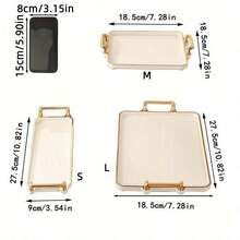 1pc Rectangular Modern Luxury Design Tray, Suitable For Dessert, Cake, Snacks, Wedding, Home & Office Use, With Handle