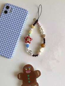 1 件圣诞串珠手机挂件，姜饼人和星星可爱少女冬季秋冬小众链 - 彩色 - 查看 4