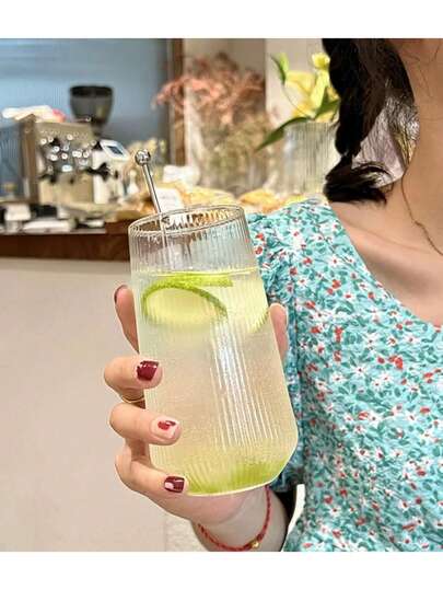 6/4/2/1 szt. Przezroczysty kubek szklany o pojemności 500 ml, z pionowym wzorem w paski, wytrzymały i praktyczny, odpowiedni do domu, biura i spotkań