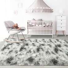 Noahas Ultra Soft 4.5cm Velvet Bedroom Rugs Kids Room Carpet Modern Shaggy Area Rugs Home Decor 2.6' X 5.3', Gray(8' x 5' (Rectangular) Gris Blanco teñido anudado) - Tipo 15 - Ver 7