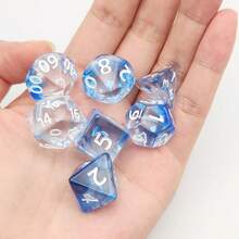 7 piezas de dados poliédricos transparentes de alta calidad en color azul, adecuados para juegos de rol y juegos de mesa, dados de D&D, aptos para juegos de mesa, gran regalo para Acción de Gracias/Navidad/Día de San Valentín, decoraciones navideñas