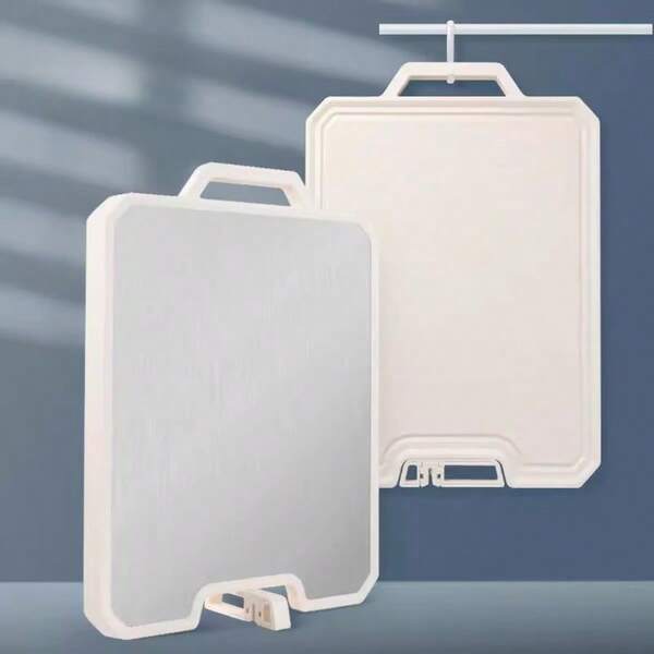 1pc Kitchen White Double-Sided Cutting Board, Stainless Steel Composite Chopping Board, Multifunctional Freestanding Cutting Board Made Of PP, TPR And Stainless Steel, Easy To Store And Clean, Great Kitchen Gift For Home Chefs