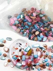 30g 彩色不對稱貝殼碎片填充料，適用於矽膠模具填充、珠寶 DIY 手作、樹脂搖搖杯填充、DIY 創意項目 - 彩色 - 查看 4