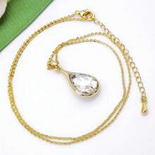 Navachi 18k Gold Plated Water Drop Pear-Shaped  Pendant Necklace 16inch+2inch{Inchcolor_nameinch:InchWhiteinch} - 鋯石白 - 查看 8