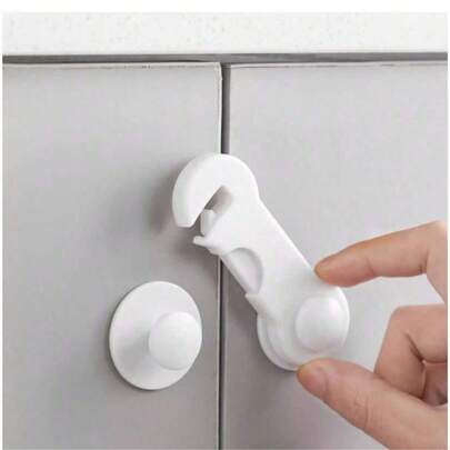 10个PP材质自粘安全锁，抽屉锁，橱柜门锁，推拉门锁，防夹手，防冰箱锁