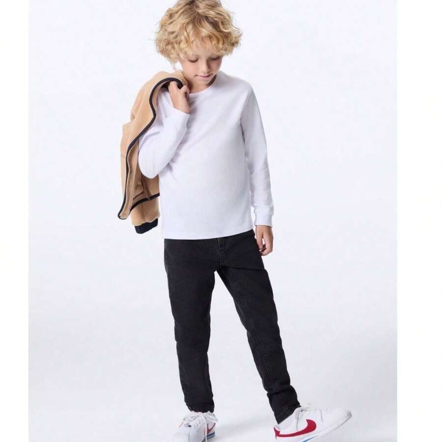 Basic Long-Sleeved T-Shirt For Boys - White Hering - 白色 - 查看 1