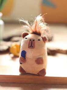 1pc/2pcs 4.3 Inch Plush Capybara Keychain, Brown/Pink Cute Fluffy Doll Pendant, Fun Accessory, Children Gift - Multicolor - View 15