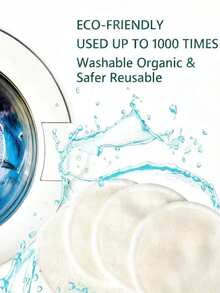 5pcs/Pack Bamboo Fiber Reusable Makeup Remover Pads, Double-Sided Washable Face Cleansing Pads, Random Color - Multicolor - View 2