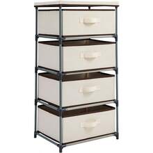 Ml Juvale 4-Tier Dresser For Bedroom - 16.5 In L X 13 In W X 33 In H Beige Metal And Fabric - Freestanding Closet Organizer With Fabric Storage Drawers - Narrow Dresser And Cabinet With Drawers10101 - 米色 - 查看 2
