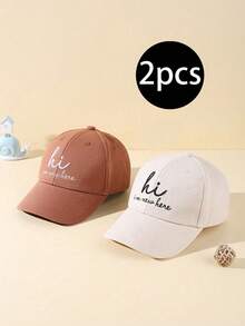 2顶帽子字母logo婴儿棒球帽彩色时尚字母logo婴儿棒球帽男女童可爱休闲棒球帽字母P刺绣logo日常派对婴儿春夏棒球帽 - 彩色 - 查看 25