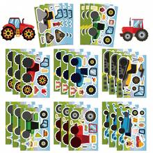 8Sheets Cartoon Engineering Vehicle Puzzle Stickers DIY Decorative Decals Phone Case Laptop Diary Guitar Cups Stationery Waterproof Stickers - Multicolor - View 1