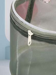 彩色尼龙网眼抽绳袋，大容量毛线收纳袋，带抽绳 - 耐用手工拉链收纳袋，适用于毛线、钩针编织 - 玫瑰红/紫色，毛线收纳袋 - 彩色 - 查看 5