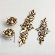 8 Pieces European Style Rose Pattern Drawer Handle With Base, Cabinet Door Handle, Suitable For Modern Furniture - Bronze - View 5