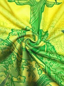 Áo bóng đá tay ngắn dành cho nam thanh thiếu niên Brazil & Trang phục thể thao ngoài trời & Trang phục thể thao chuyên nghiệp & Phù hợp cho các trận đấu bóng đá, tập luyện bóng đá, thể thao ngoài trời & thể dục & Quà tặng mùa xuân cho nam giới - Màu Mù tạt vàng - Xem 4