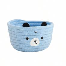 1pc Handmade Woven Teddy Bear Storage Basket, Cartoon Cute Desktop Organizer Basket