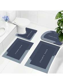 3/4 Pieces Minimalist Memory Foam Bathroom Mat Set, New 3/4 Packs Soft Absorbent Rugs For Shower Room, Non Slip Rubber Machine Washable & Quick Drying, Bathroom Toilet Mat Set, New Super Absorbent Dry Washable Non Slip Backing Easy Cleaning Perfects For Any Home Hotel Shower Room Fall Decor Entryway Decor Bathroom Kitchen Decor Housewarming Gift - Blue - View 5