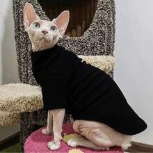 Black High Collar Fleece Warm Sweatshirt, Cat Fashion Autumn/Winter Apparel - Multicolor - View 1