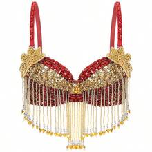 Women's Glitter Belly Dance Bra Top Tassels Bra Top For Halloween Theme Party Stage Performance