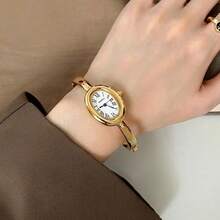 GUANQIN 1件装小巧复古奢华女士手镯腕表，时尚简约优雅防水不锈钢石英表，适合日常佩戴、生日礼物、万圣节、圣诞节、父亲节、学生节、节日、约会、商务场合，绝佳礼品。