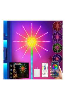 Luces LED inteligentes, Sebami Luces de fuegos artificiales con control remoto y aplicación, RGB Fireworks luces LED para dormitorio, fiesta, bar, dormitorio, pared - Multicolor - Ver 5