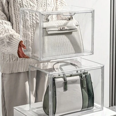 1pc Rectangular Transparent Storage Box, Dust-Proof Display Case For Collectibles, Shoes, Bags, Dolls And Cosmetics, Suitable For Living Room, Exhibition Hall, Shopping Mall