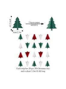 1/20/40 Peças Decoração de Natal Suprimentos para Festa - Bandeiras de Papel Penduradas de Mini Árvore de Natal 3D, Ornamento de Vitrine Festiva para Casa/Festa/Loja, Decoração Pendurada de Natal e Decorações de Papel para Feriados