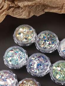 12-Color Set Chameleon Hexagon Nail Glitter, Laser Mermaid Gradient Shiny Flakes, Holographic Rainbow Metallic Powder Nail Art Decorations - Multicolor - View 5