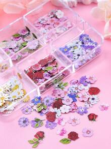 树脂填充蝴蝶、玫瑰、鸢尾花、樱花、雏菊花朵装饰品，情人节礼物，DIY配件 - 彩色 - 查看 4