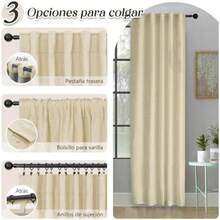 NANWEI Lino Cortinas Blackout 100% Opacas, Bolsillo para Barra/Pestaña Trasera, para Recámara y Ventana de Sala, 2 Paneles (, 106.6 x 160 cm)(132An x 213Al cm (2 Paneles) Lino) - Tipo 15 - Ver 3