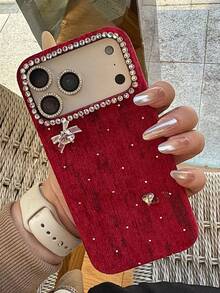 Wnter 时尚蝴蝶结闪亮透明手机壳，兼容 17 Pro Max 16 Pro 13 14 15 - 紅色 - 查看 6