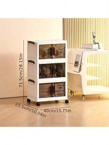 1 Multi-Layer Foldable Open Storage Cabinet For Home Living Room, High Aesthetic Storage Box, Clothing And Milk Powder Storage Box, Dormitory With Wheels, Multi-Layer Book And Snack Sorting Box, Open Storage Box, Storage Basket, Box, Box - 白色 - 查看 13