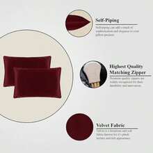A1HC - Juego de 2 fundas de almohada de terciopelo suave y fino solamente, para sofás, camas, colores vibrantes y cierre oculta. Mejora tu espacio de vida con almohada decorativa para sofá de 20 x 20(30 x 51 cm (Pack of 2) Rojo Vino) - Tipo 8 - Ver 8