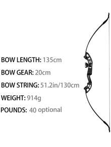 1 chiếc cung phản sừng dùng cho săn bắn ngoài trời, cung dành cho người mới bắt đầu, thiết yếu cho những người đam mê bắn cung để luyện tập bắn súng, thích hợp cho việc huấn luyện bắn cung ngoài trời và trong sân, có thể làm quà tặng cho gia đình hoặc bạn bè, đa năng cho săn bắn và giải trí ngoài trời - màu đen - Xem 3