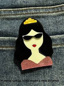 1pc Creative Acrylic Cartoon Girl Brooch, Fashionable & Elegant Women's Brooch, Best Birthday Gift For Friends