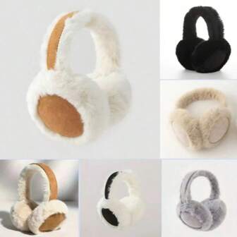 1 Piece Of Winter Foldable And Warm Ear Muffs, White Plush Windproof Ear Warmers, Anti Cold And Velvet Ear Covers, Anti Freezing Ear Muffs, Christmas And New Year Gifts