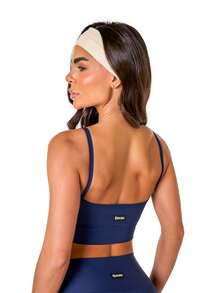 Basic Fitness Top In Polyamide - Navy Blue - View 3