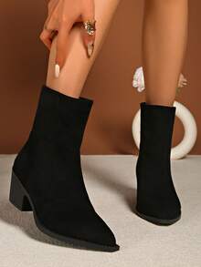 Botas de tobillo de moda para mujer, botines de tacón alto de punta, botas estilo western color caqui, botas de tobillo con tacón grueso/delgado retro, botas cortas clásicas, botas de tobillo negras, botas hasta la pantorrilla, botas de tacón alto cortas, botas para damas, otoño/invierno