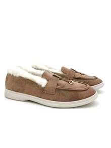Frühlings- und Herbst-Damenschuhe in Metalloptik, Loafers Freizeitschuhe, Bootsschuhe mit Schlupfeinstieg - Khaki GO302 - Übersicht 7