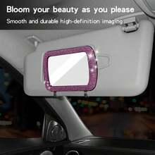 1 pieza Espejo de visera de coche con diamantes de imitación (versión sin luz) - Accesorio de maquillaje creativo, regalo perfecto para el hogar, espejo de visera de coche, espejo de decoración de diamantes popular, espejo compacto de visera de coche - Superficie de espejo de vidrio rectangular y plano, herramienta auxiliar de espejo retrovisor para mujeres, accesorio de coche | Regalo ideal, accesorio de para conducir | Estética moderna | Vidrio duradero, espejo de visera de coche - Multicolor - Ver 7