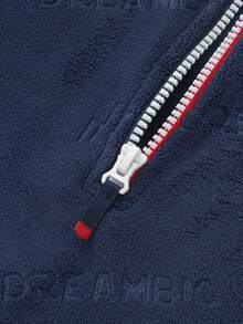 Balabala 青少年男孩字母图案半拉链落肩卫衣 - 深藍 - 查看 4