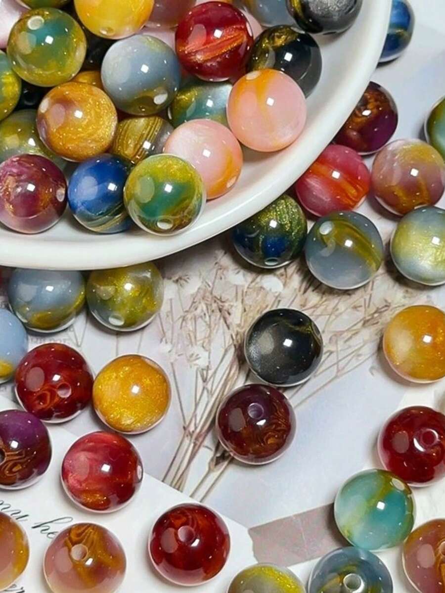 梦幻星空镂空珠镀金扎染散珠 DIY 手工手链饰品配件 - 50顆 - 查看 1