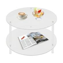 Acrylic Coffee Table, Small Round Modern Coffee Table For Living Room,23.6" D X 23.6" W X 16.5" H - 清除 - 查看 9