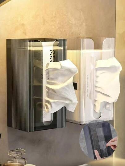 1个极简壁挂式纸巾盒 - 多功能浴室纸巾盒，无香型家居收纳，适用于家庭和厨房壁挂式纸巾收纳，时尚极简风格，情人节礼物，圣诞节礼物