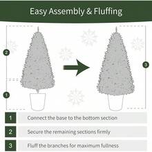 Puleo International 4.5ft Pre-Lit Potted Flocked Arctic Fir Tree With 70 Lights, 419 Realistic Dense Branch Tips, Easy Setup Artificial Trees With Sturdy Metal Stand - 2英尺植絨北極冷杉 30盞透明燈 - 查看 7