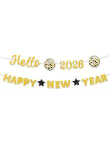 2个“你好 2026 / 新年快乐”横幅，2026新年主题派对装饰旗帜 - 彩色 - 查看 13